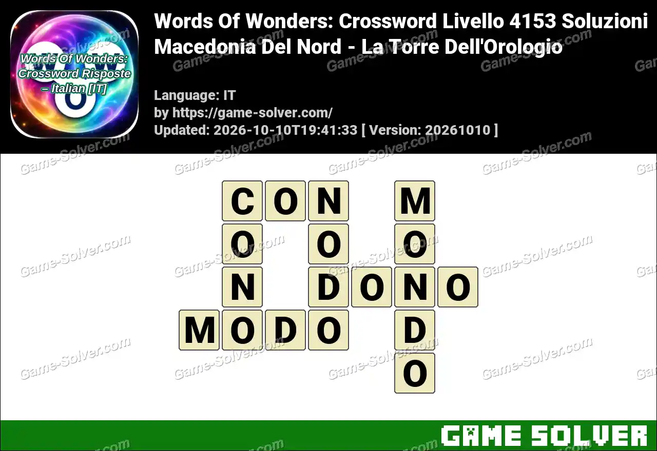 Words Of Wonders: Crossword Livello 4153 Soluzioni – Macedonia Del Nord – La Torre Dell’Orologio